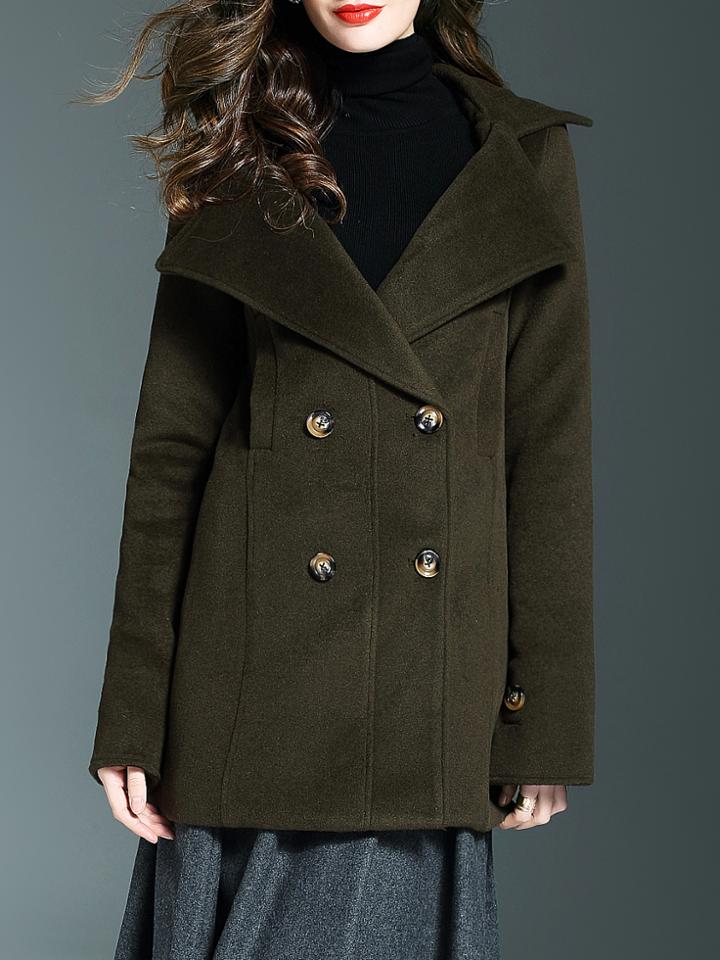 Shein Army Green Lapel Pockets Coat