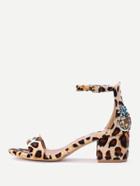 Shein Dragonfly And Pineapple Embroidery Leopard Sandals