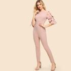 Shein Tiered Ruffle Sleeve Button Detail Tailored Jumpsuit