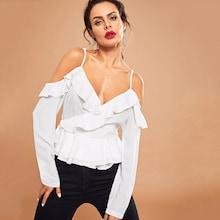 Shein Surplice Neck Ruffle Trim Blouse