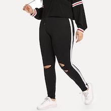 Shein Plus Ripped Striped Pants