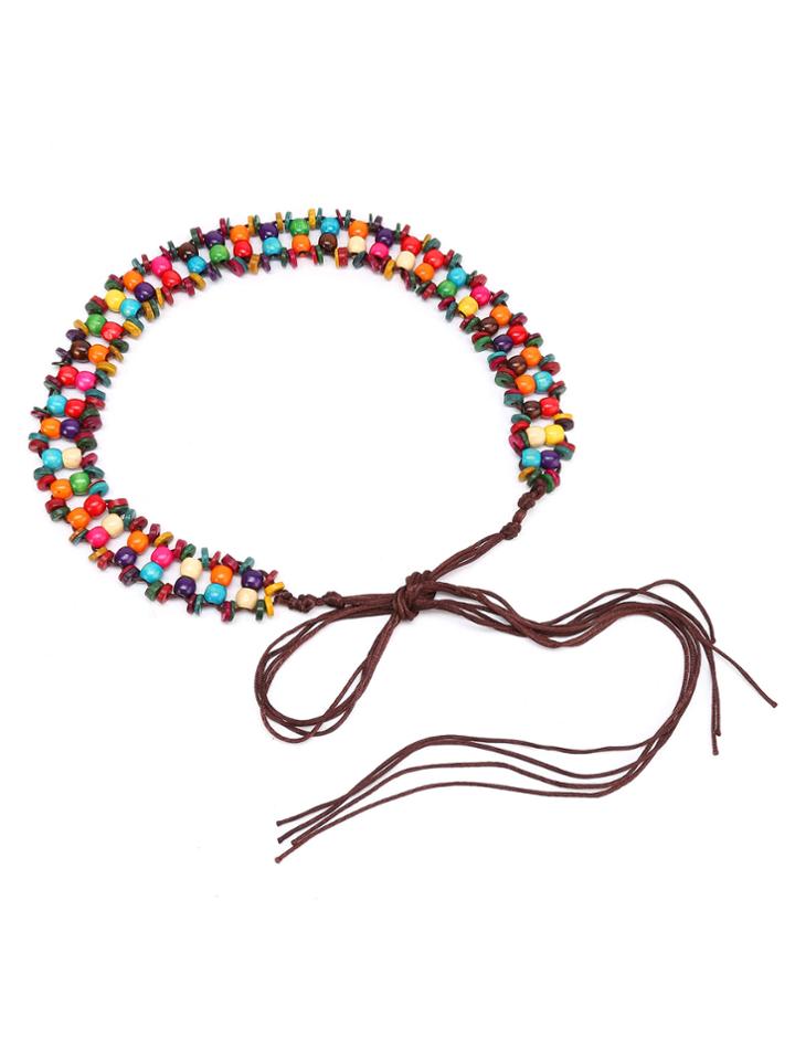 Shein Wood Beaded Braided Belt
