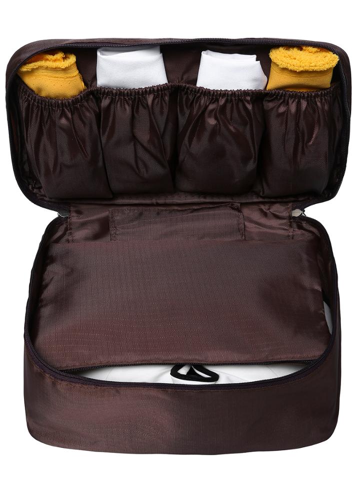 Shein Coffee Zipper Multifunctional Wash Bag