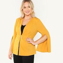 Shein Plus Slit Bell Sleeve Belted Coat