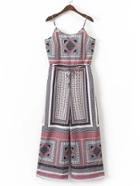 Shein Geometric Print Tie Waist Jumpsuit