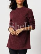 Shein Red Mock Neck Loose Sweater