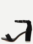 Shein Black Peep Toe Ankle Strap Chunky Pumps