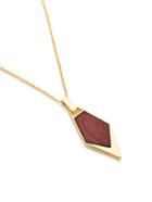 Shein Wood Detail Geometric Pendant Chain Necklace