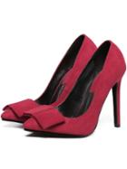Shein Red Pointed Toe Bow High Stiletto Heel Pumps