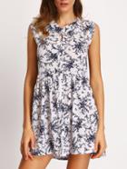Shein Flower Print Chiffon Shirt Dress