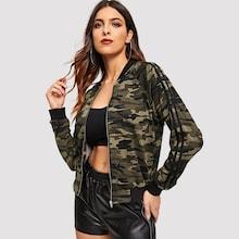Shein Contrast Sideseam Raglan Sleeve Camo Jacket