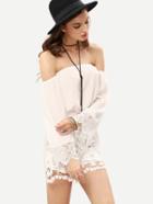 Shein Off-the-shoulder Hollow Out Lace Romper