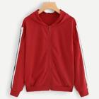 Shein Zip Front Hoodie Striped Coat