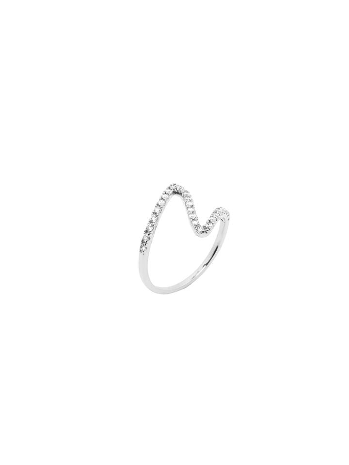 Shein Silver Rhinestone Embellished Geometric Shape Ring