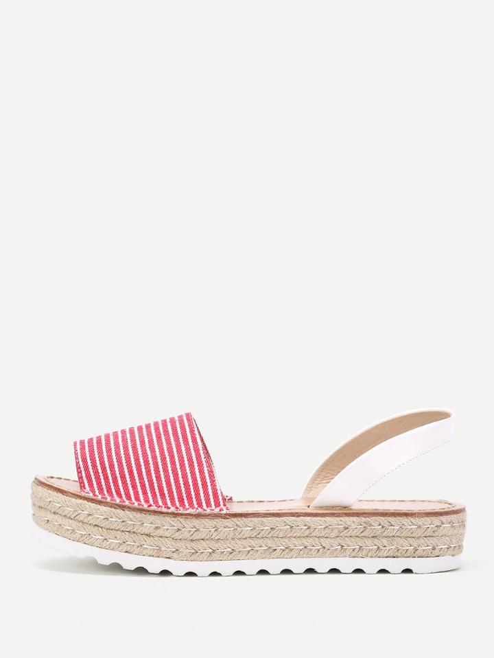 Shein Striped Print Slingback Flatform Wedges