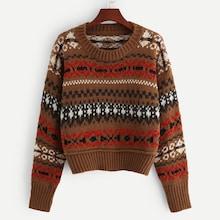 Shein Ribbed Knit Hem Geo Sweater