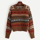 Shein Ribbed Knit Hem Geo Sweater