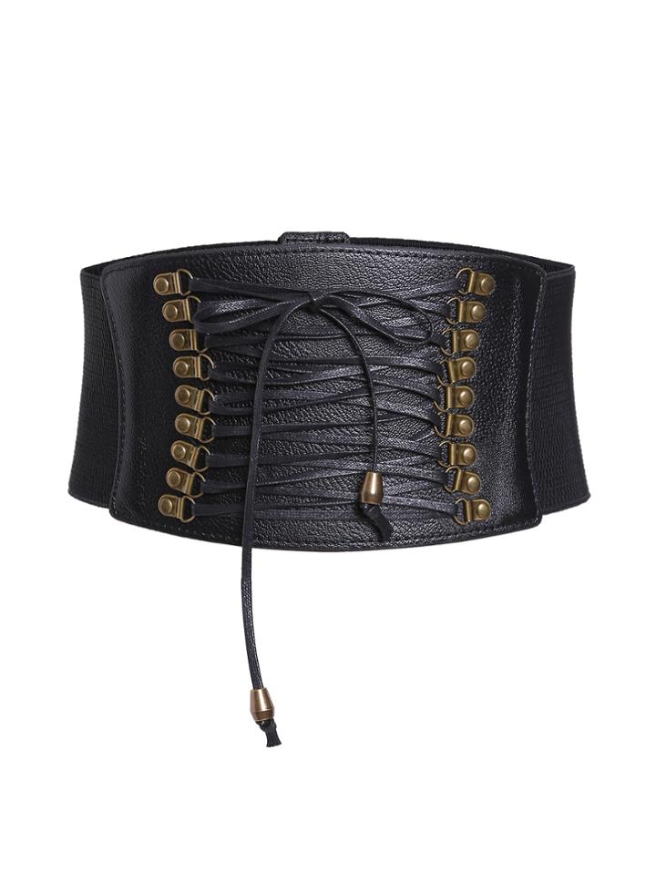 Shein Black Lace Up Corset Belt