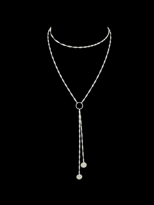 Shein Silver 2pcs/set Gold-color Silver Color Multi Layers Chain Circle Shape Necklace