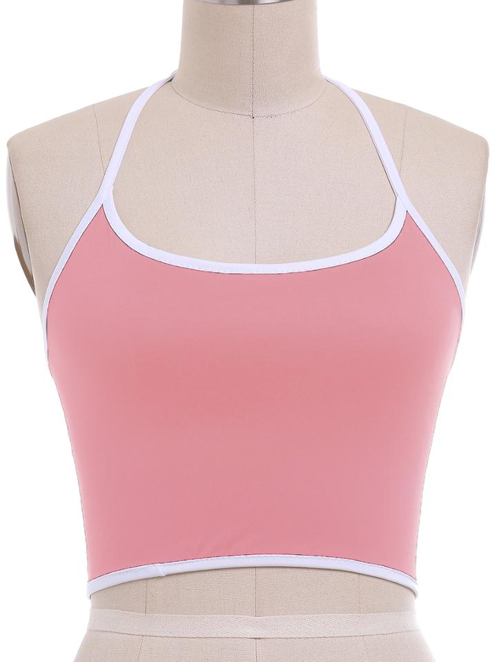 Shein Pink Halter Contrast Trims Cami Top