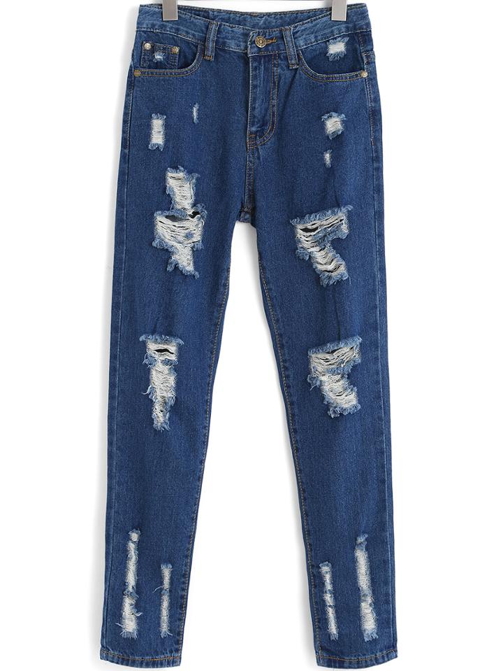 Shein Navy Ripped Denim Pant