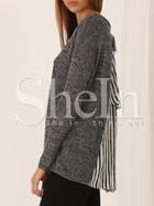 Shein Grey Long Sleeve Color Block Sweater