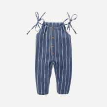 Shein Girls Button Detail Striped Cami Jumpsuit