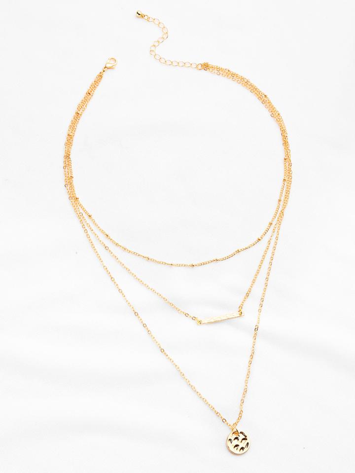 Shein Sequin And Bar Design Pendant Layered Necklace
