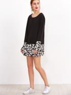 Shein Floral Print Contrast Hem Dress