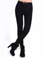 Shein Black Buttons Elastic Pant