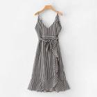 Shein Contrast Stripe Ruffle Hem Cami Dress
