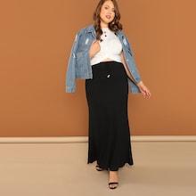Shein Plus Solid Jersey Column Skirt