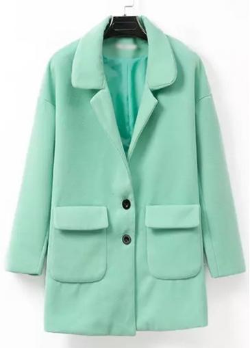 Rosewe Laconic Green Single Breasted Long Sleeve Autumn Coat