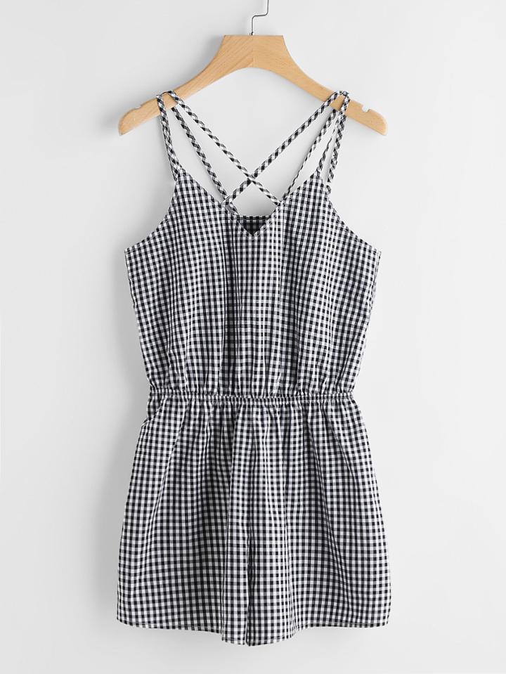 Shein Strappy Crisscross Elasticized Waist Romper