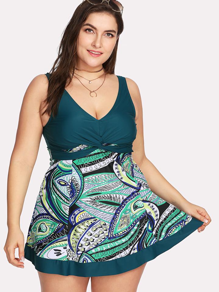 Shein Twist Front Swim Dress