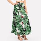 Shein Palm Leaf Print Tiered Ruffle Skirt