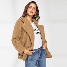 Shein Shearling Double Button Outerwear