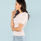 Shein Striped Ribbed Knit Tee