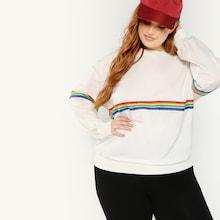 Shein Plus Rainbow Tape Detail Dolman Sweatshirt