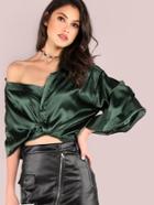 Shein One Shoulder Wrap Around Button Down Top