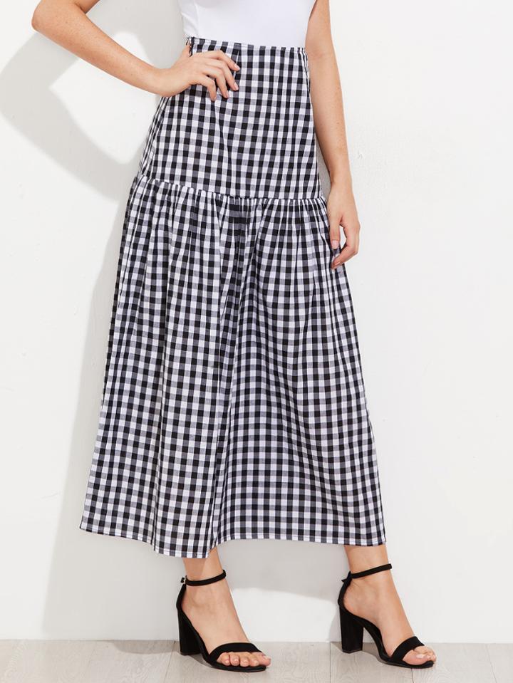 Shein Drop Waist Gingham Skirt