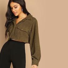 Shein Solid Crop Teddy Jacket