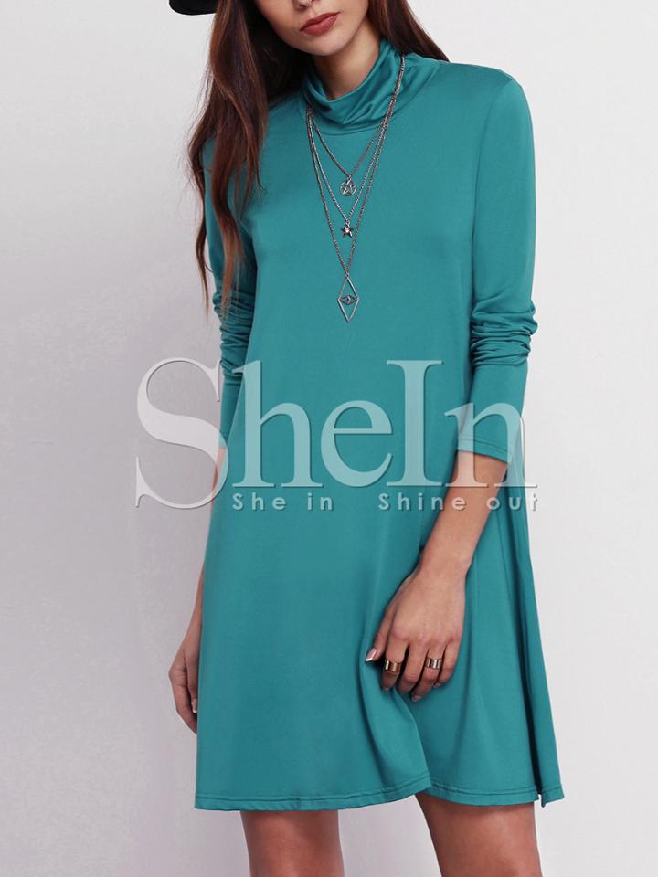 Shein Green Cowl Neck Shift Dress