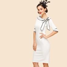 Shein Asymmetrical Neckline Knot Detail Dress