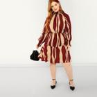Shein Plus Color Block Shirred Ruffle Dress