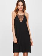 Shein Black Floral Lace V Neck Swing Cami Dress