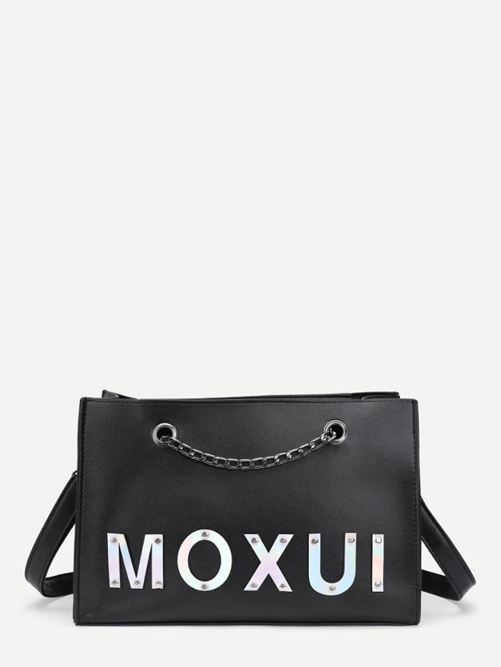 Shein Letter Design Pu Shoulder Bag