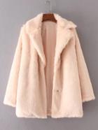 Shein Hidden Button Faux Fur Coat