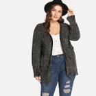 Shein Plus Ripped Marled Knit Chenille Cardigan
