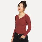 Shein Button Solid Sweater